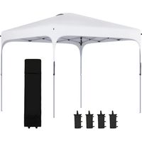 Cenador de Jardín 2,5x2,5x2,7 m con Altura Ajustable Anti-UV Impermeable 4 Bolsas de Arena y Bolsa de Transporte Blanco