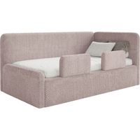 Selsey Fanko – Kinderbett 90x200 cm mit Rausfallschutz, Matratze, Kopfteil rechts, Plüsch, Puderrosa