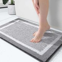 BUNTHAUS PA Tapis de bain 24 x 16 pouces, en microfibre ultra-douce et absorbante, antidérapant, lavable en machine, séchage rapide, convient aux sols de salle de bain, baignoires et douches (gris).