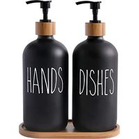 Glas Seifenspender Set, 475ml Seifenspender Badezimmer Set mit Tablett