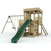 Rebo 2 Tier XL Lookout Tower Playhouse with Swing & Slide