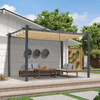 PURPLE LEAF Pergola Metall Garten Pavillon Pergola 2.89 X 3.96 m Wasserdicht Stabil Winterfest, Gartenpavillon Mit Sonnenschutz Überdachung, Beige