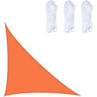 Voile d'ombrage Triangulaire 3x4x5 m Imperméable Anti 93% UV résistant à l'eau Protection Contre Le Vent Polyester avec Protection UV pour Jardin terrasse Camping orange