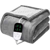 Electric Blanket 130 x 150 cm, Flannel + Lambswool, Machine Washable, Extremely Soft and Comfortable, Fast Heating Heated Blanket with Regulator, 6 Modes, Auto Shut Off Light Gray