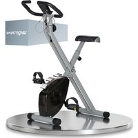 Velo d appartement pliable magnetique 8 niveaux avec ecran LCD roulettes et selle reglable gris et noir