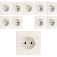Lot de 10 prises 2P+T 16A borne-auto – Blanc – Intensité 16A – Pour installation électrique – Prises avec griffes – Diwone