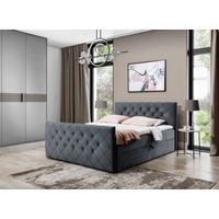 Boxspringbett Schlafzimmerbett EIVOR 140x200cm Anthrazit inkl.Bettkasten
