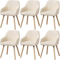 Woltu – Lot de 6 chaises de salle à manger en velours – Dossier ergonomique – Structure en acier – Patins antidérapants – Couleur crème