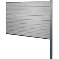 Brise-vue en WPC Sarthe, brise-vent de clôture, poteau en aluminium, extension, 185cm gris