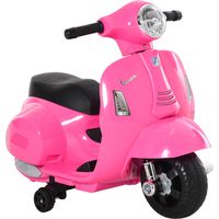 Moto Elettrica per Bambini 6V con Licenza Ufficiale Vespa Batteria, Motorino Elettrico per Bambini da 18-36 Mesi con Fari e Clacson, 66.5x38x52cm, Rosa