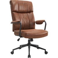IWMH Chaise de bureau ergonomique, Fauteuil Pivotante rétro en cuir PU Chaise avec soutien lombaire Chaise Gaming réglable en hauteur - Marron