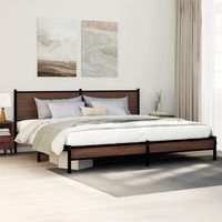 Estructura de cama sin colchón metal roble marrón 193x203 cm vidaXL