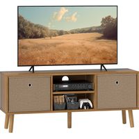 Mueble de TV para Televisores de hasta 50 Pulgadas con 2 Cajones de Tela y Estantes Abiertos y Marrón