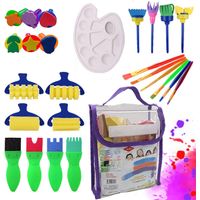 25PCS Children Paintbrushes Washable Paint Brushes Sponge Painting Brush Set for Toddler Kids Early-25pcs-Multicolor