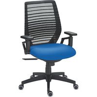 Chaise de bureau synchrone Expert Maxiburo dossier maille assise tissu - bleu