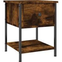 Table de chevet avec tiroir et étagère 34 x 35,5 x 45 cm bois d'ingénierie marron et fer DEC033540