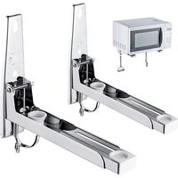 Soporte para microondas de acero inoxidable 304 de 2 piezas, soporte para microondas con brazo retráctil con 2 ganchos, adecuado para estantes de pared para microondas y hornos