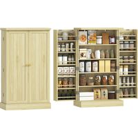 Dispensa 104 cm, 12 rastrelliere spezie, ripiani regolabili, legno naturale.