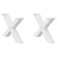 Lot de 2 pieds de table basse en forme de X ajustables 70 x 42 x 43 cm en acier blanc