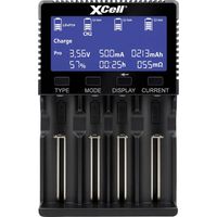 XCell Caricabatterie rapido LiFePO4, LiIon, NiCd, NiMH 10440, 14500, 16340, 16650, 17500, 18350, 18490, 18500, 18650, 2