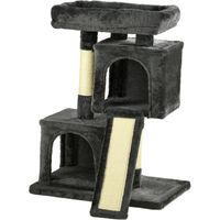 Tiragraffi pour chats avec sisal, lettino et 2 casettes, gris foncé 59x39x81cm