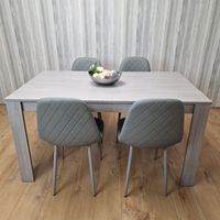 Dining Table and 4 Chairs Grey 4 Grey Leather Chairs Wood Dining Set Furniture