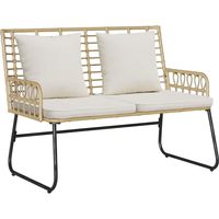 Banc de jardin Banc extérieur Banquette de jardin Marron et Crème polyrotin