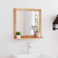 Miroir Mural Moderne, Miroir de maquillage, Miroir suspendu pour Vanité, Salle de Bain, Salon Chambre 55x55 cm Bois massif de noyer KIM9778