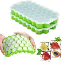 2-Piece Set - Hexagonal Ice Trays - Ideal Ice for Elegant, Eye-Catching, and Attractive Drinks - Perfect Ice Trays for Any Occasion and Type of Drink (gre)