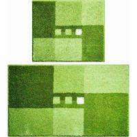 Linea Due Tappetino da Bagno 3D, Ultra Morbido e Assorbente, Antiscivolo, 5 Anni di Garanzia, MERKUR, Set da 2 Pezzi 40x50+50x80 cm, Verde