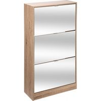 Scarpiera salvaspazio Wood & Mirror – 3 cassetti, finitura Naturale
