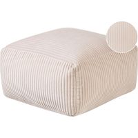 Beliani – Pouf ottoman rectangulaire en velours côtelé beige – Rembourrage en billes de polystyrène – Dimensions 50x50x30 cm – Style minimaliste