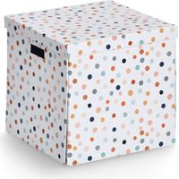 Boîte en carton avec couvercle DOTS, 33,5 x 33 x 32 cm