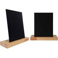 Porte menu de table en bois brut dimensions 21 x 6,5 x 2,4 cm avec ardoise A5 inclinée - Lot de 2