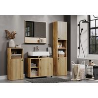 Ensemble de salle de bain contemporain chêne clair Lissandre