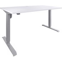 STIER Elektrisch höhenverstellbarer Schreibtisch 501-33, Tischgestell mit Tischplatte 120x80 cm, Weiß mel., Ergonomischer Steh-Sitz-Tisch stufenlos verstellbar 68-118 cm