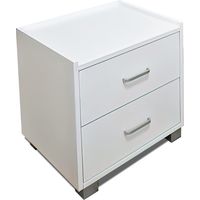 Comodino Moderno in Legno Rovere o Bianco con 2 Cassetti e Ripiano Bianco