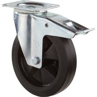 Rueda giratoria BS Rollen con freno total y placa de atornillar goma maciza 160 mm 250 kg - L420.B60.160