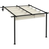 Pergola adossée blanc crème 3x3 m tonnelle de terrasse murale avec toit rétractable et structure en métal