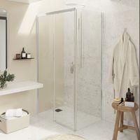 BATHME NOEL-3 Mampara Ducha Lateral Fijo+Frontal Corredera Cromo Transparente - Medida: 73-75x103-105 cm - ref: BVF1RF075X105