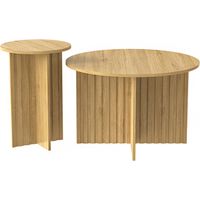 Modernes 2-teiliges Holz-Nest-Tisch-Set – Runde Couchtische & Kaffeetische im skandinavischen Design, platzsparend & vielseitig, stabile MDF/ PB Bauweise