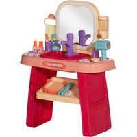 Table de maquillage enfant avec miroir acrylique et robinet rose 55x29x71 cm