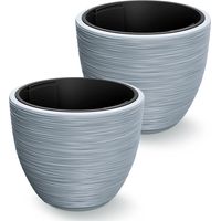 CASARIA® Pot de fleurs rond 30 L 40x32 cm résistant aux intempéries intérieur extérieur jardinière Bac à Fleurs Cache-Pot Set de 2 Gris