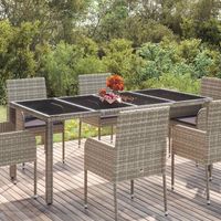Vidaxl – Table de jardin en poly rotin avec dessus en verre trempé – 190x90x75 cm – Résistante aux intempéries – Cadre en acier durable