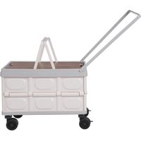 Folding Utility Cart, 55L Foldable Box Cart Organizer, Plastic Large Capacity Collapsible Rolling Cart with Lid for Outdoor, Camping, Gardening (Grey)