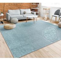 Paco Home Teppich Wohnzimmer Einfarbig Schlicht Und Modern Kurzflor, Versch. Größen Farben Türkis, 160 cm Quadrat