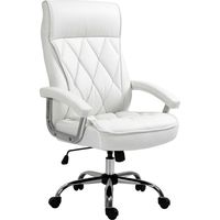 Fauteuil de bureau simili cuir, fauteuil de bureau ergonomique, fauteuil pivotant avec fonction bascule, réglable en hauteur, Blanc