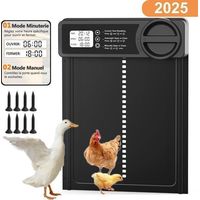 (Noir)Porte Poulailler Automatique en Alliage d'aluminium, avec Écran LCD Programmable Étanche, Commande de Minuterie, 328x244mm