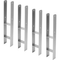 Hengda – Support de poteau en H 600 mm – Ancrage béton pour clôtures et pergolas – 4 trous Ø 11 mm – Plaque de fer 5 mm d'épaisseur