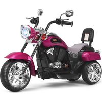 Costway – Moto électrique 6V pour enfants – Scooter 3 roues avec phare lumineux et musique – Vitesse 3 km/h – Âge 3 ans + Style chopper rose